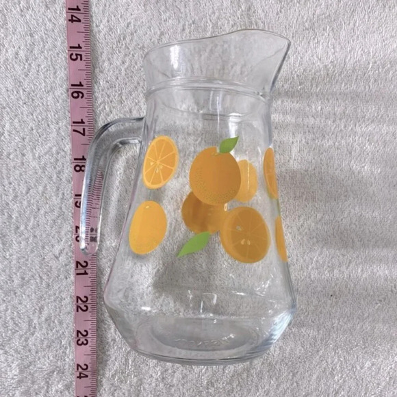 Vintage Kig Indonesia Oranges Print Glass Pitcher With  Handle - Picture 13 of 13